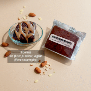Brownies de almendra y arroz, sin gluten, veganos, sin azúcar / 129 gr