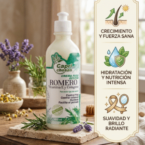 Crema para peinar natural Romero, Quina, Vitamina E y colágeno 400ml