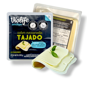 Queso tajado vegano tipo mozarella