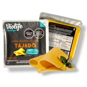 Queso tajado vegano tipo cheddar maduro