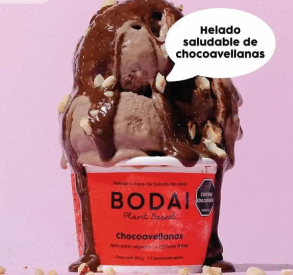 Helado vegano de chocoavellana/ vegano/ sin azúcar/ Bodai/ 80gr