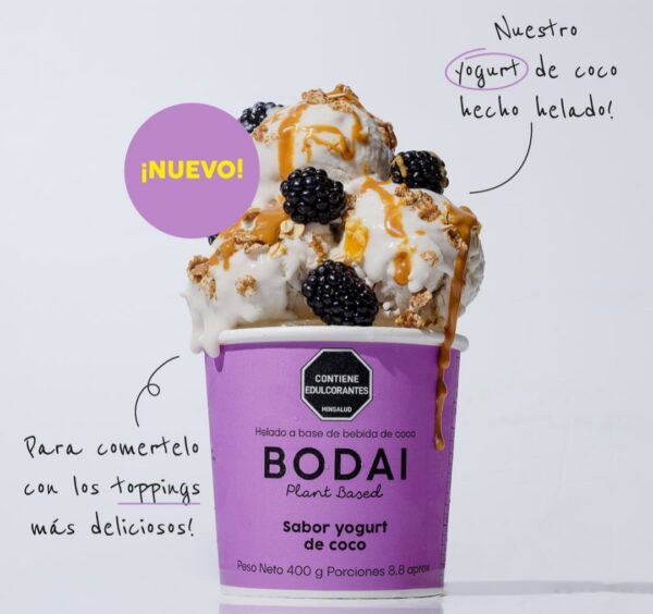 Helado vegano de coco, sin azúcar/ Bodai/ 400gr