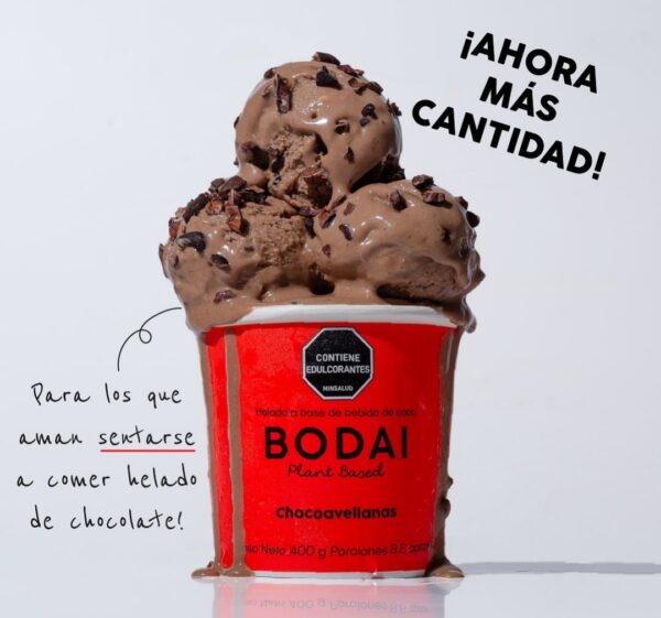 Helado vegano chocoavellnas, sin azúcar/ Bodai/ 400gr