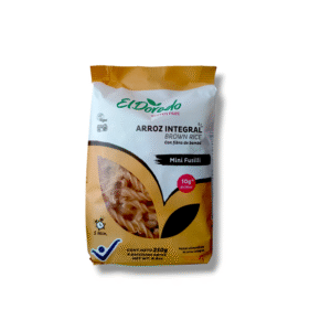 Pasta de arroz integral sin gluten y vegana tipo minifusilli