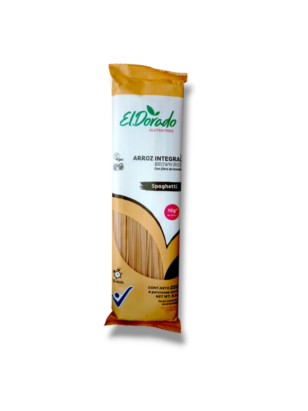 Pasta de arroz integral sin gluten y vegana tipo espaguetis
