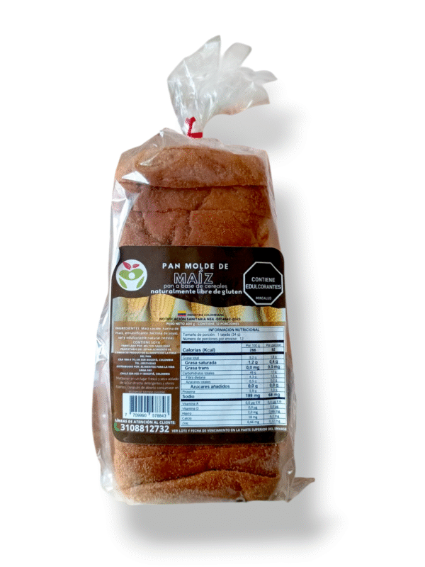Pan tajado de maíz / vegano, sin gluten y sin azúcar