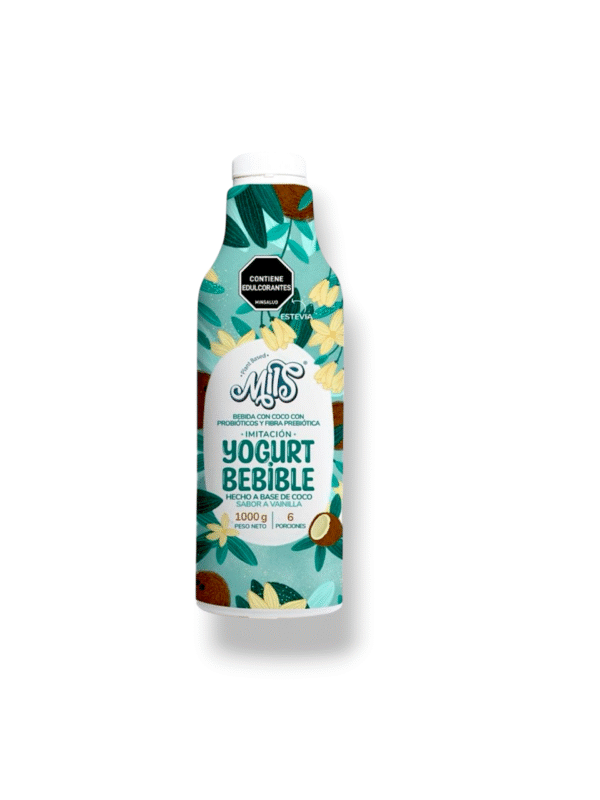 Yogurt vegano de coco sabor vainilla con probióticos y sin azúcar/ litro