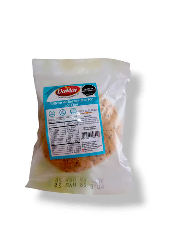 Galleta de arroz con chía, vegano, sin gluten, sin azúcar x2 und