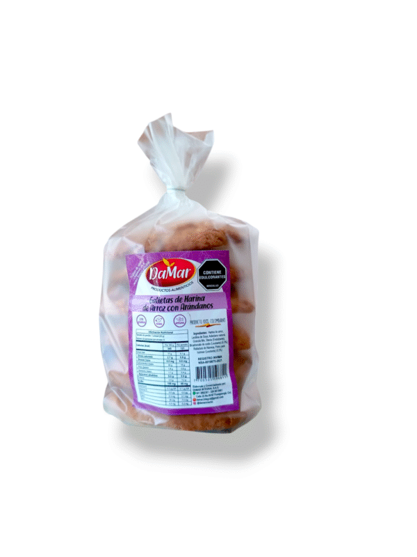 Galleta de arroz con arándanos,vegano sin gluten, sin azúcar x6und
