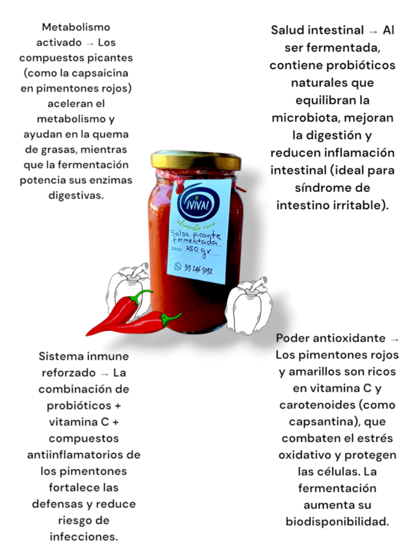 Salsa picante de pimientos fermentados orgánica / 250gr