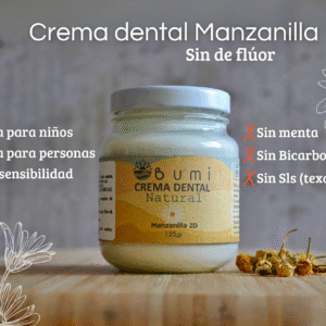 Crema dental natural sin flor para niños manzanilla Bumi 120gr