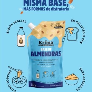 Base para untar y hacer leche 100% almendra y vegana, sin azúcar / 200g / Krima