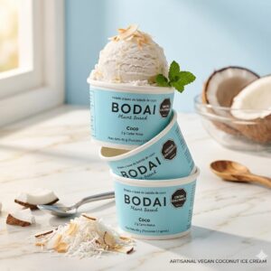 Helado vegano de coco, sin lácteos, sin azúcar/ Bodai/ 80gr