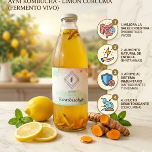 kombucha Limón - cúrcuma / bebida probiótica / litro