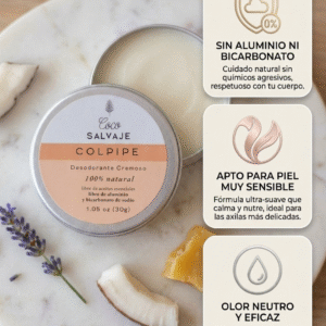 Desodorante Colpipe 30gr/ Sin aluminio/Sin bicarbonato/ Coco Salvaje
