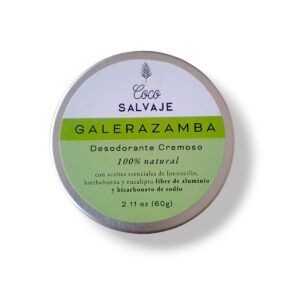 Desodorante Galerazamba 60gr/Sin aluminio/Sin bicarbonato/Coco Salvaje