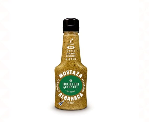 Mostaza natural con albahaca 380g / Hacienda Gourmet