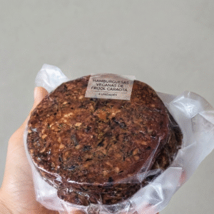 Carne de hamburguesa vegana con frijol caraota/contiene gluten sin soja (4und)